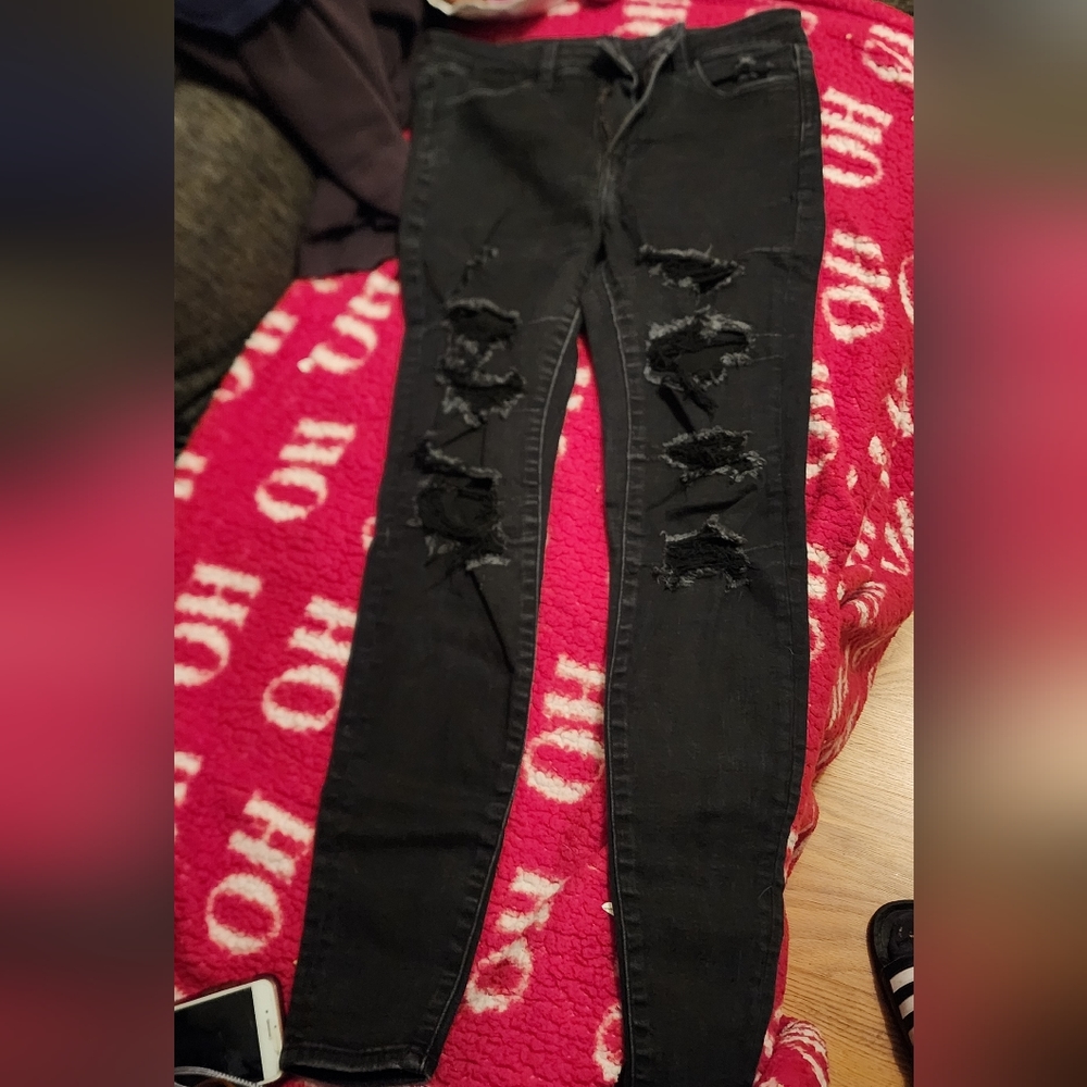 American eagle black hi rise jeggings size 8 regular